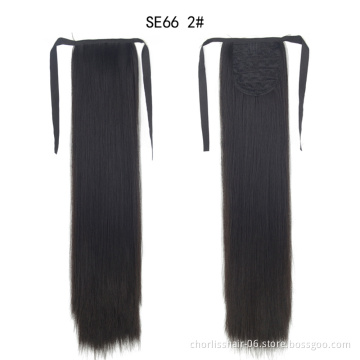 Hot Sale Product Wholesale Price Chorliss 22 Inch Brazilian Silky Long Synthetic Ponytail Clip In Wrap Around Ponytail Extension